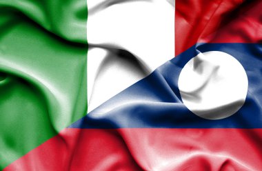 Laos ve İtalya bayrağı sallayarak
