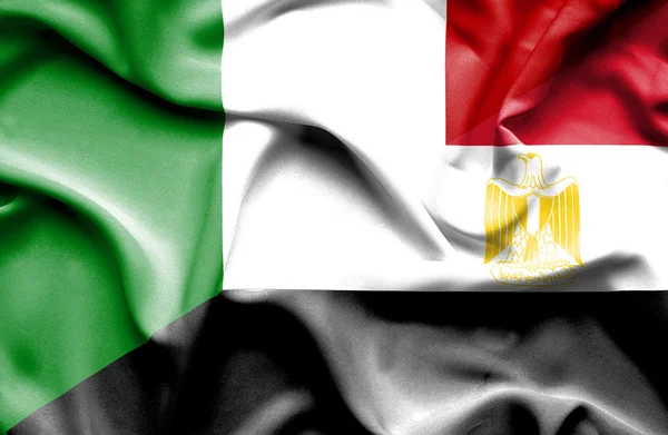 Waving flag of Egypt and Italy — Stock Photo, Image