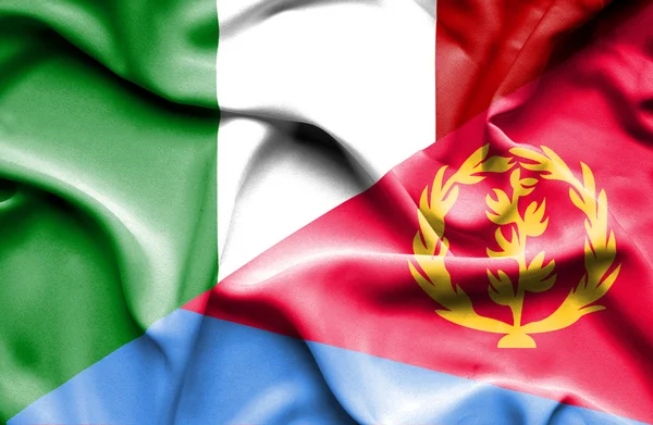 Viftande flagga Eritrea och Italien — Stockfoto