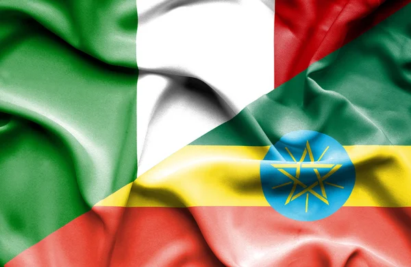 Bandeira acenando da Etiópia e Itália — Fotografia de Stock