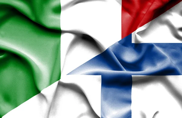 Waving flag of Finland and Italy — Stock Photo, Image