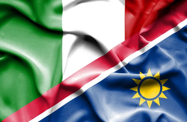 Sventolando bandiera della Namibia e dell'Italia — Foto Stock