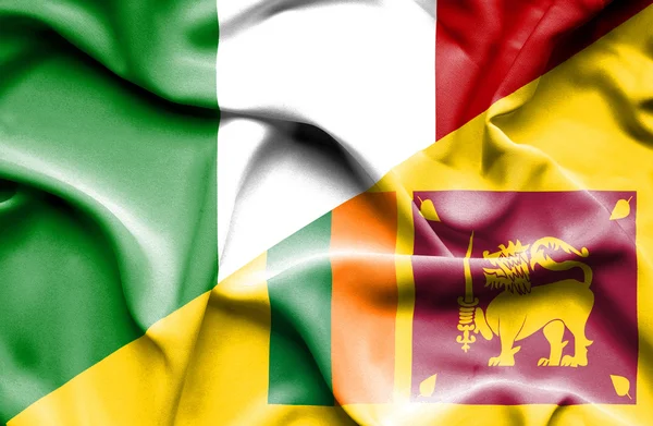 Waving flag of Sri Lanka and Italy — Stock Photo, Image
