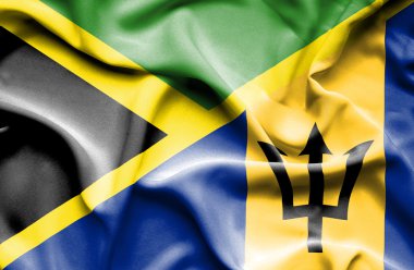 Barbados ve Jamaika bayrağı sallayarak