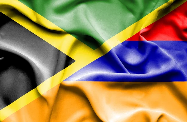 Flagge von Armenien und Jamaica schwenkend — Stockfoto