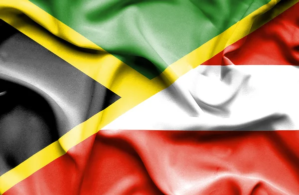 Waving flag of Austria and Jamaica — Stock Photo, Image