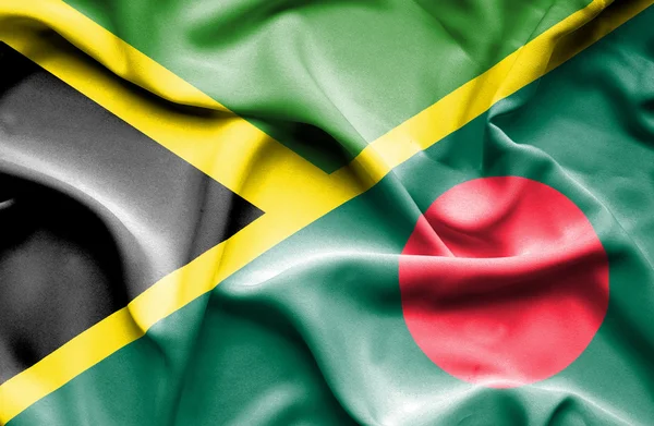 Bandera ondeante de Bangladesh y Jamaica — Foto de Stock