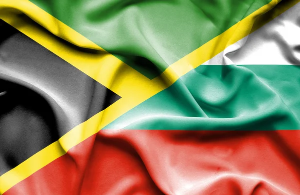 Waving flag of Bulgaria and Jamaica — Stock Photo, Image