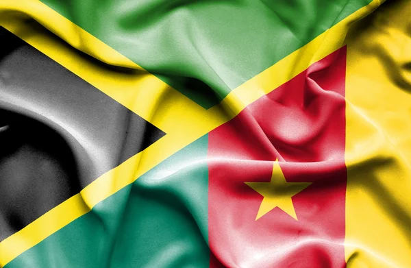 Waving flag of Cameroon and Jamaica — Stock Photo, Image