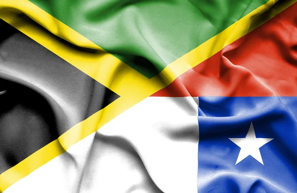 Bandera ondeante de Chile y Jamaica — Foto de Stock