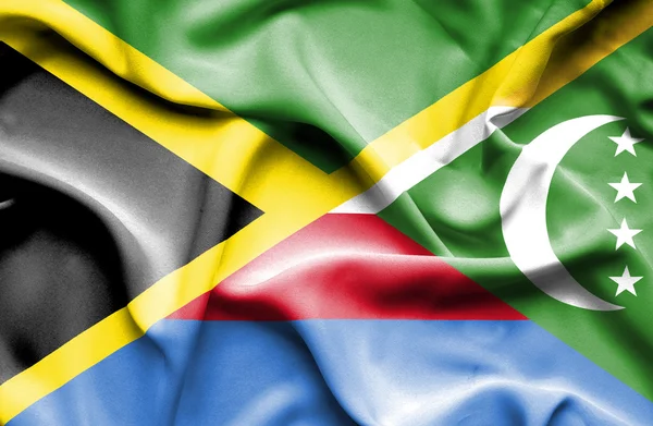 Bandeira acenando de Comores e Jamaica — Fotografia de Stock