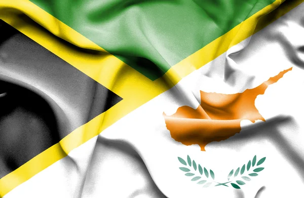 Vlající vlajka Kypru a Jamajka — Stock fotografie