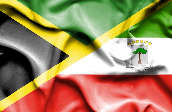Ondeando la bandera de Giuinea Ecuatorial y Jamaica — Foto de Stock