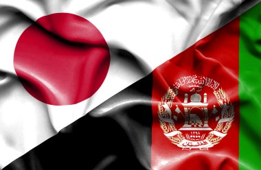 Afganistan ve Japonya bayrağı sallayarak