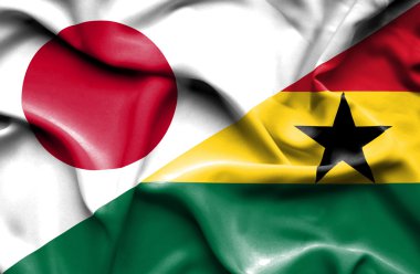 Gana ve Japonya bayrağı sallayarak