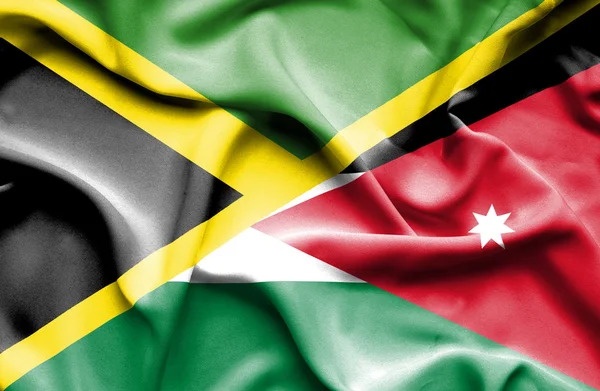 Bandera ondeante de Jordania y Jamaica — Foto de Stock