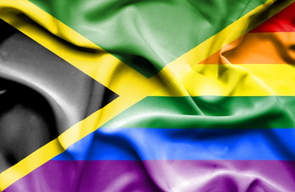 Wapperende vlag van Lgbt en Jamaica — Stockfoto