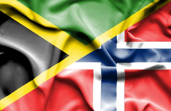 Viftande flagga Norge och Jamaica — Stockfoto