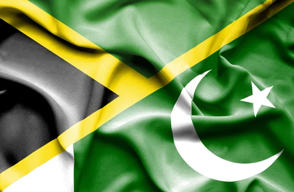 Waving flag of Pakistan and Jamaica — Stock Photo, Image