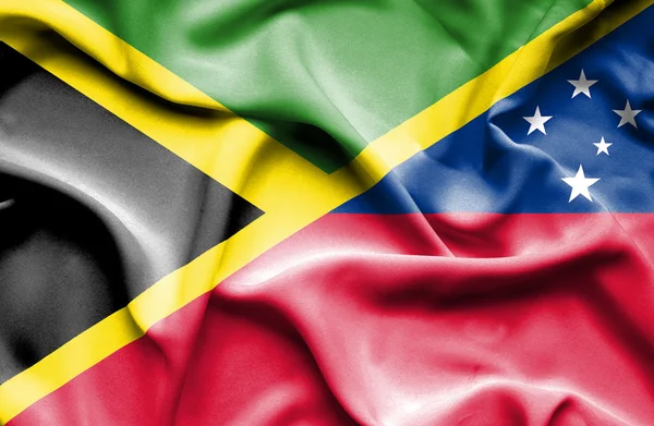 Bandera ondeante de Samoa y Jamaica — Foto de Stock