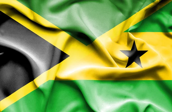 Sao Tome ve Principe ve Jamaika bayrağı sallayarak — Stok fotoğraf