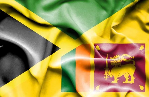 斯里兰卡和牙买加那飘扬的旗帜 — 图库照片