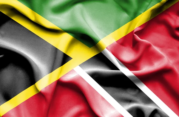 Waving flag of Trinidad and Tobago and Jamaica — Stock Photo, Image