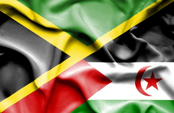 Wapperende vlag van de Westelijke Sahara en Jamaica — Stockfoto