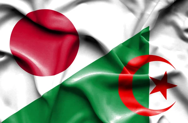 Algeriet och Japan viftande flagga — Stockfoto