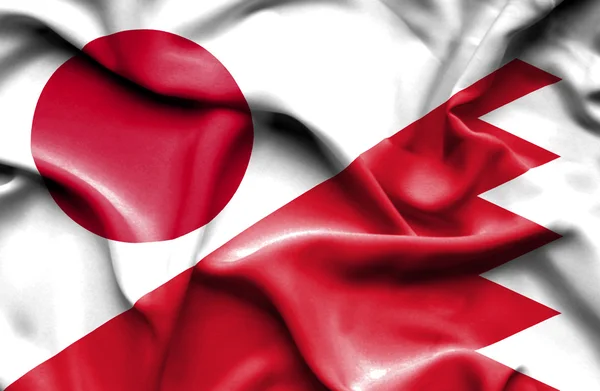 Κουνώντας τη σημαία του Μπαχρέιν και Ιαπωνία — Φωτογραφία Αρχείου