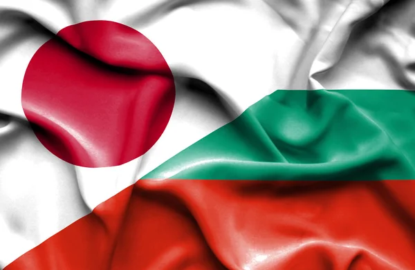 Waving flag of Bulgaria and Japan — Stock Photo, Image