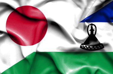 Lesotho ve Japonya bayrağı sallayarak