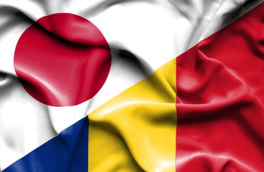 Romanya ve Japonya bayrağı sallayarak