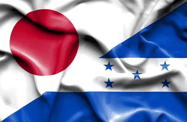 Machać flaga Hondurasu i Japonia — Zdjęcie stockowe