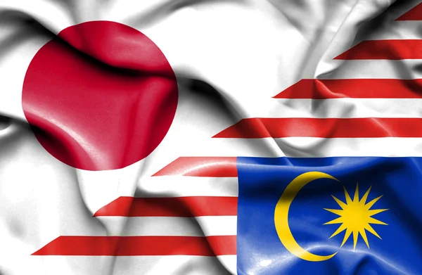 Machać Flaga Malezji i Japonia — Zdjęcie stockowe