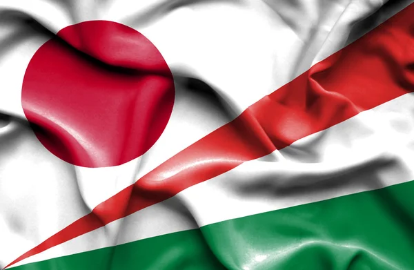 Bandera ondeante de Seychelles y Japón —  Fotos de Stock