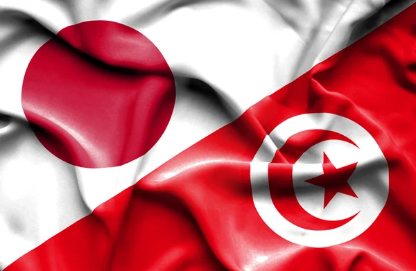 Drapeau de la Tunisie et du Japon — Photo