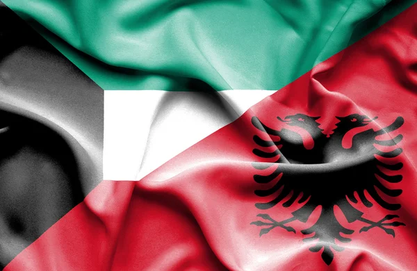 Bandera ondeante de Albania y Kuwait —  Fotos de Stock