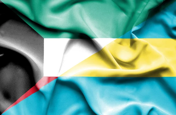 Waving flag of Bahamas and Kuwait — Stock Photo, Image