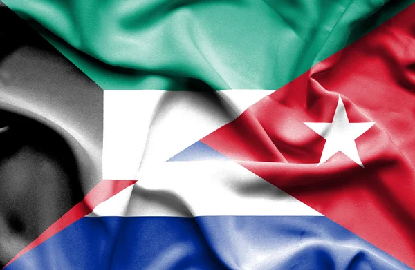 Bandera ondeante de Cuba y Kuwait —  Fotos de Stock