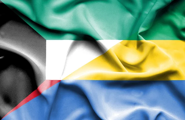 Waving flag of Gabon and Kuwait — Stock Photo, Image