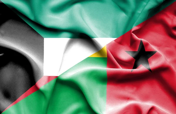 Bandeira acenando da Guiné Bissau e Kuwait — Fotografia de Stock