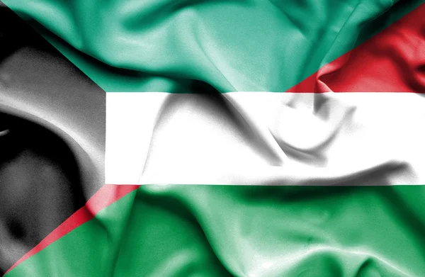 Bandeira acenando da Hungria e Kuwait — Fotografia de Stock