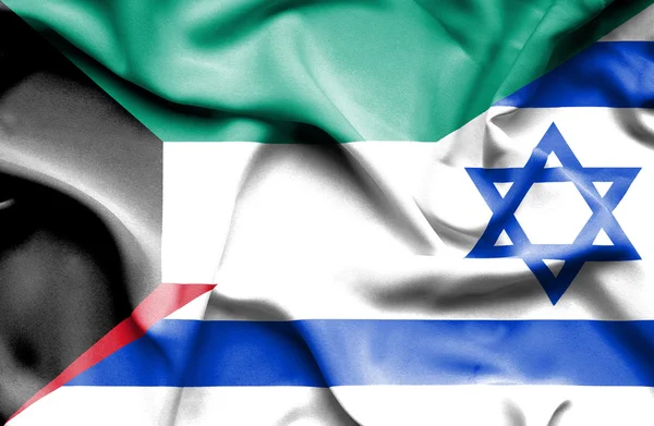 Bandeira acenando de Israel e Kuwait — Fotografia de Stock