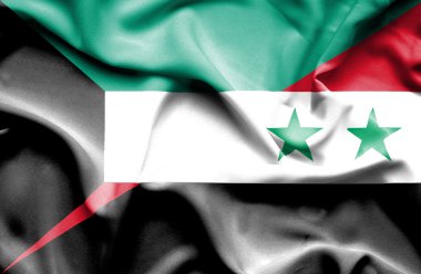 Suriye ve Kuveyt bayrağı sallayarak