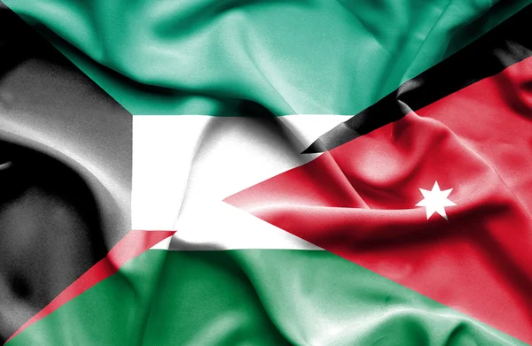 Mávání vlajkou Jordan a Kuvajt — Stock fotografie