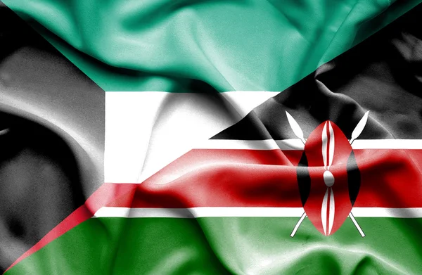 Waving flag of Kenya and Kuwait — Stock Photo, Image