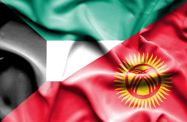 那飘扬的旗帜，吉尔吉斯斯坦和科威特 — 图库照片