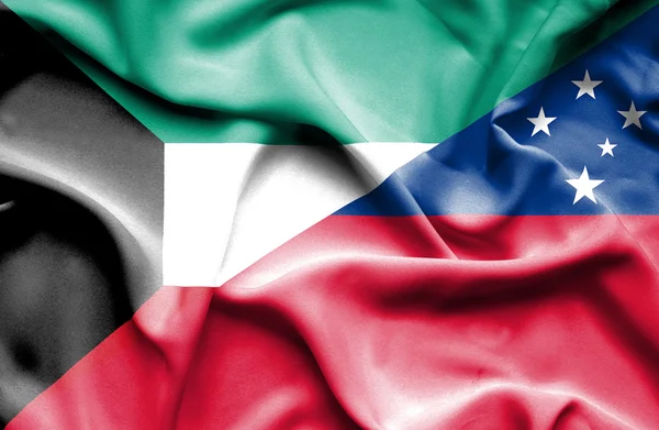 Waving flag of Samoa and Kuwait — Stock Photo, Image