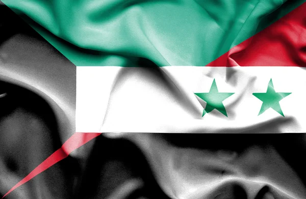 Waving flag of Syria and Kuwait — Stock Photo, Image